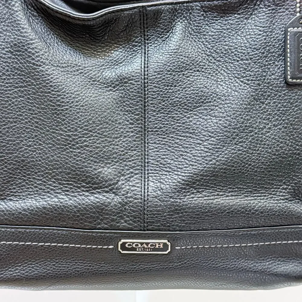 Coach Large Black Pebble Leather Purse / Shoulder Handbag A1320-F25651